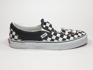 кеды слипоны Vans (Checkerboard Skull) Black/True White (144)